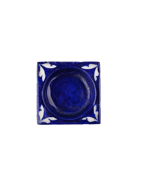 Blue Pottery Candle Holder Set Of 2pcs.